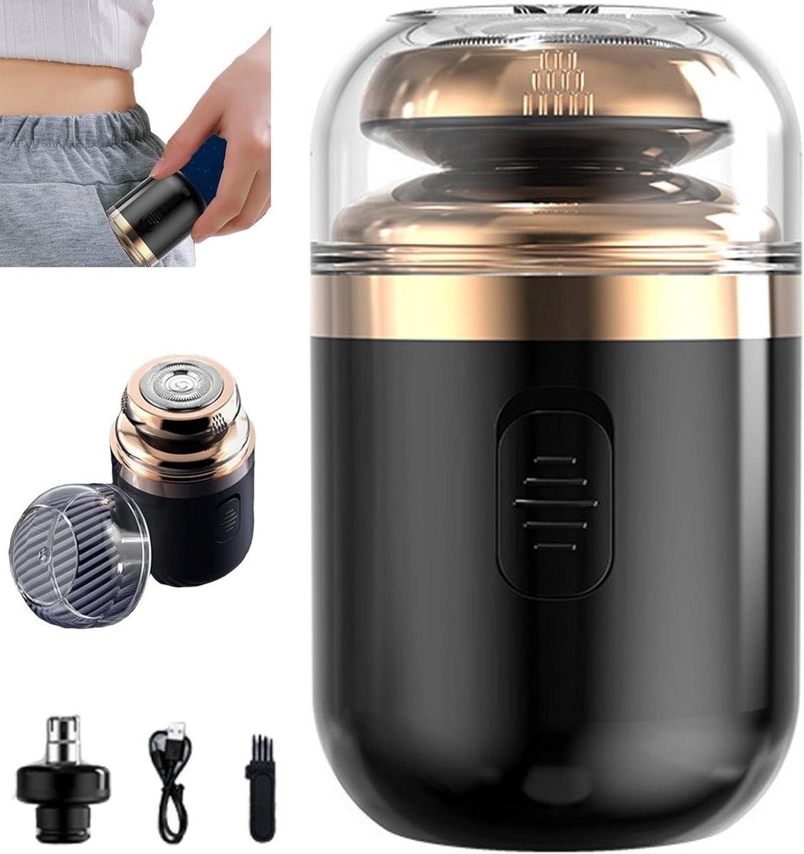 Mini Capsule Shaver - Elektrisch Scheerapparaat - Voor Mannen - Zelfreinigend - Type-C Opladen - null