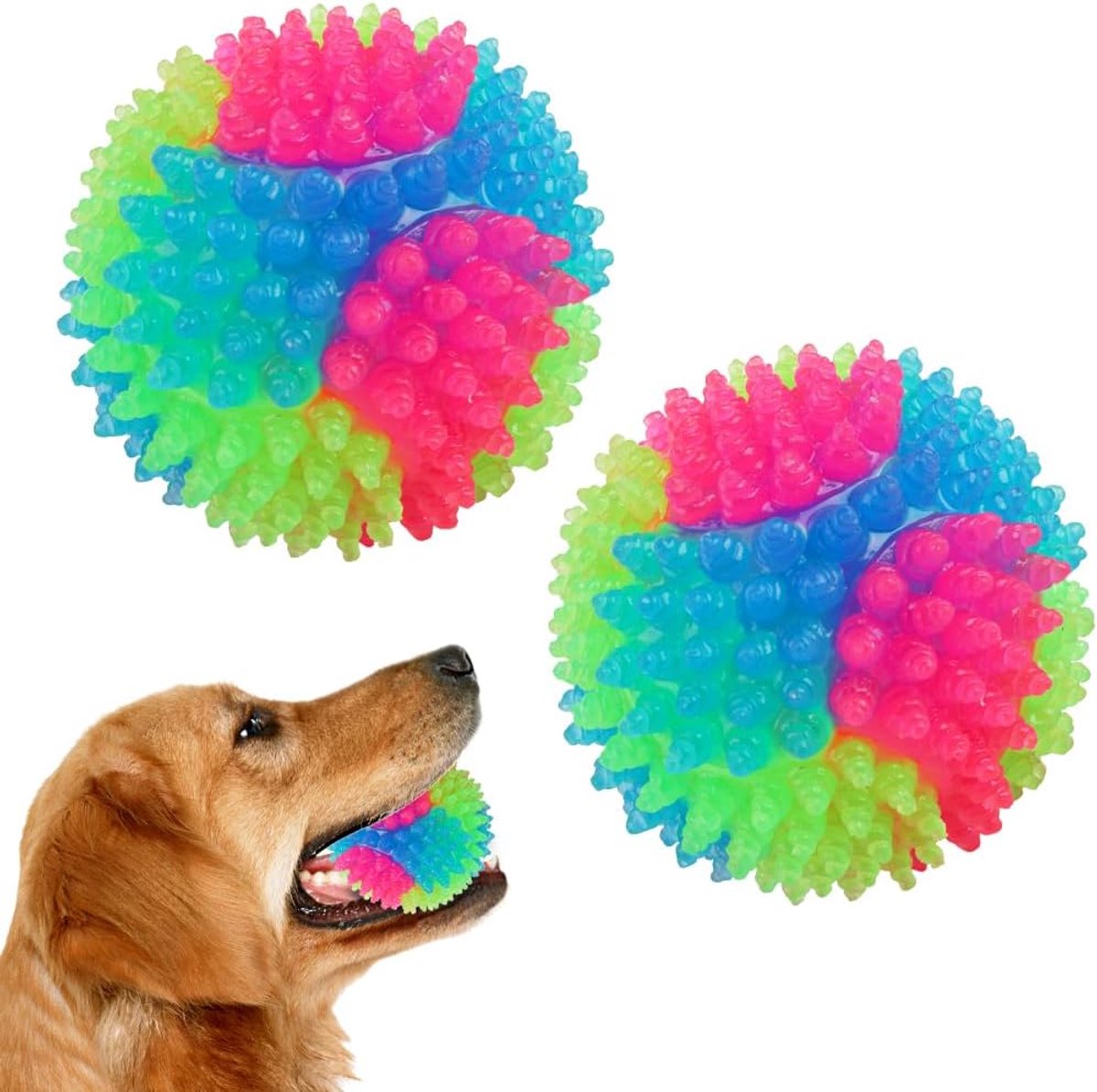 Ballen Knipperende Elastische Bal Glow in the Dark Interactief huisdierenspeelgoed voor puppy, katten, honden voor Golden Retriever, Labrador, Grote Honden