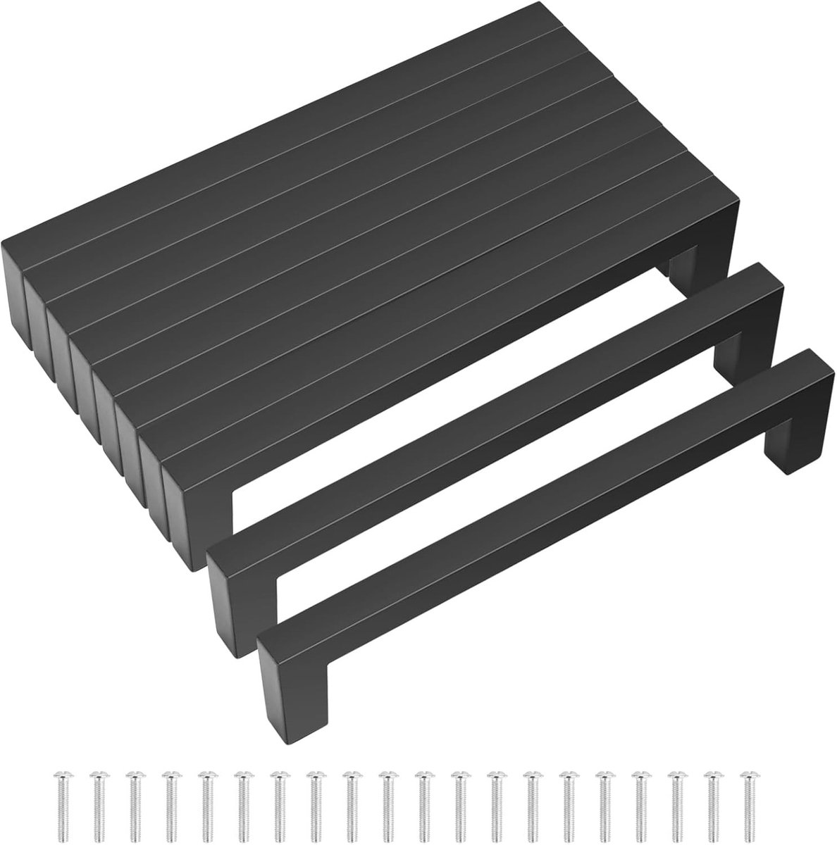 Set van 10 Zwarte Keukenmeubelhandvatten van RVS met 128mm Spacing voor Kasten en Meubels