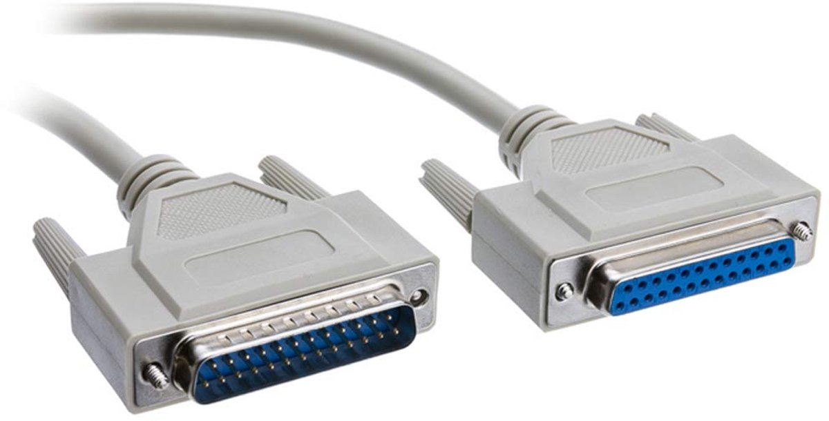 25-polig DB25 Parallel printerkabel 1,5m – 25-polig stekker op connector – parallelkabel mannelijk naar vrouwelijk – verlengkabel voor printer scanner modem PDA – IEEE 1284 compatibel