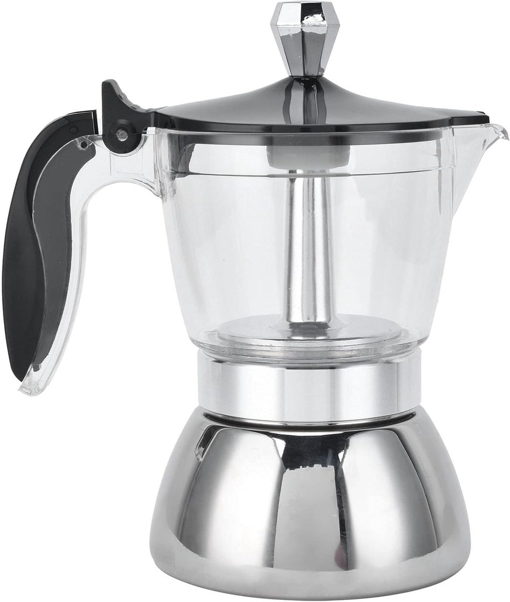 Mokkapot Koffiezetapparaat - Espresso Maker - Thuis Koffie Zetten - Roestvrijstalen Constructie - 200 ml - Zilverkleurig