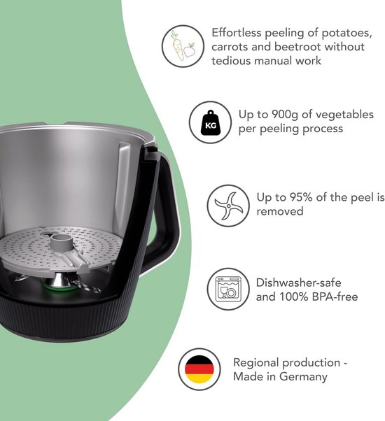WunderPeeler V2 Schilopzetstuk voor Thermomix TM7 - Compatibel TM6, TM5, TM31, kunststof raspschijf voor groenten schillen — afbeelding 2