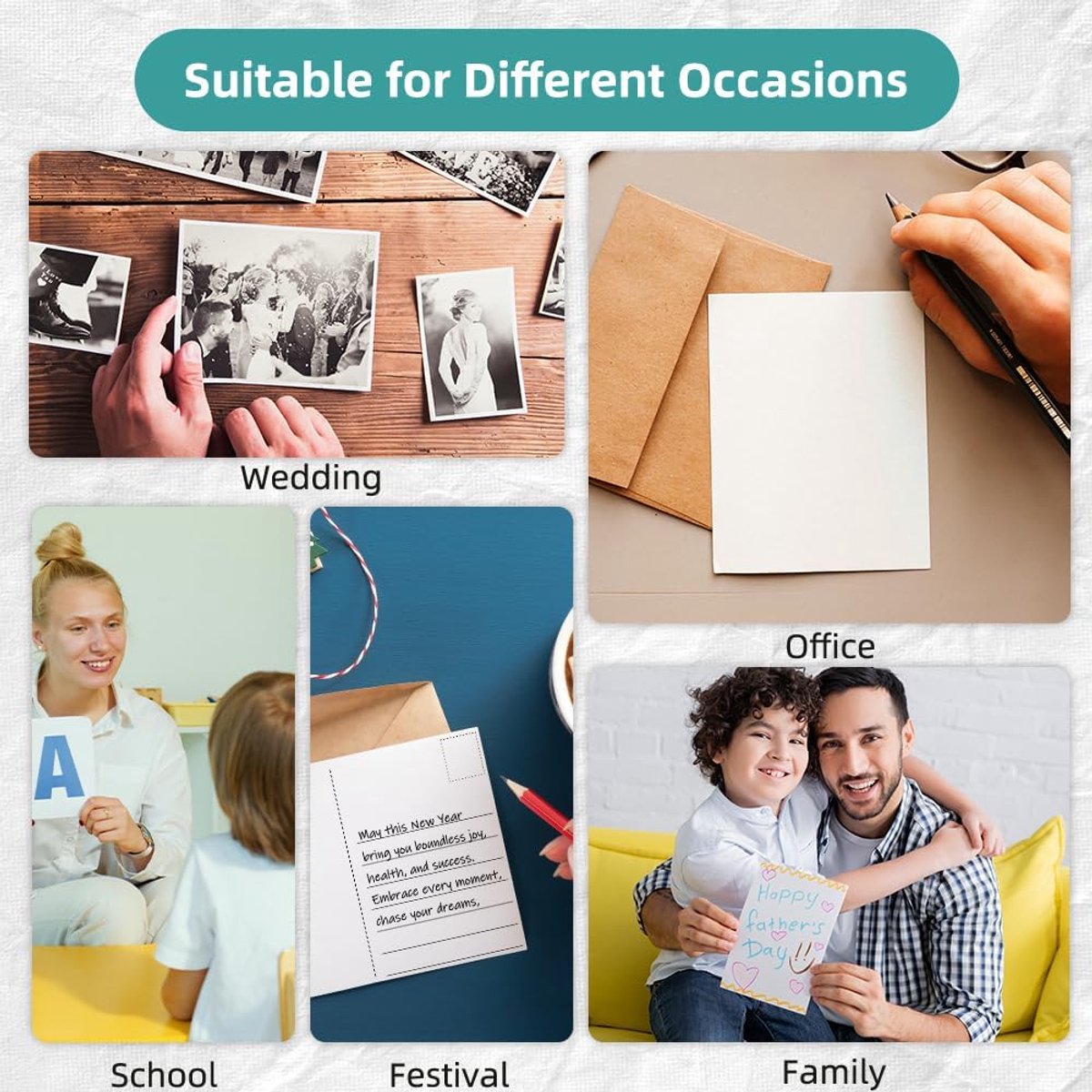 Ansichtkaart Papier Cardstock, 54 stuks Blank Message Paper, 250gsm 10x15 cm Wit Postkaarten Index Kaarten Set Blank voor DIY, afdrukbare ansichtkaarten Set,Rechte Hoek met Lijnen