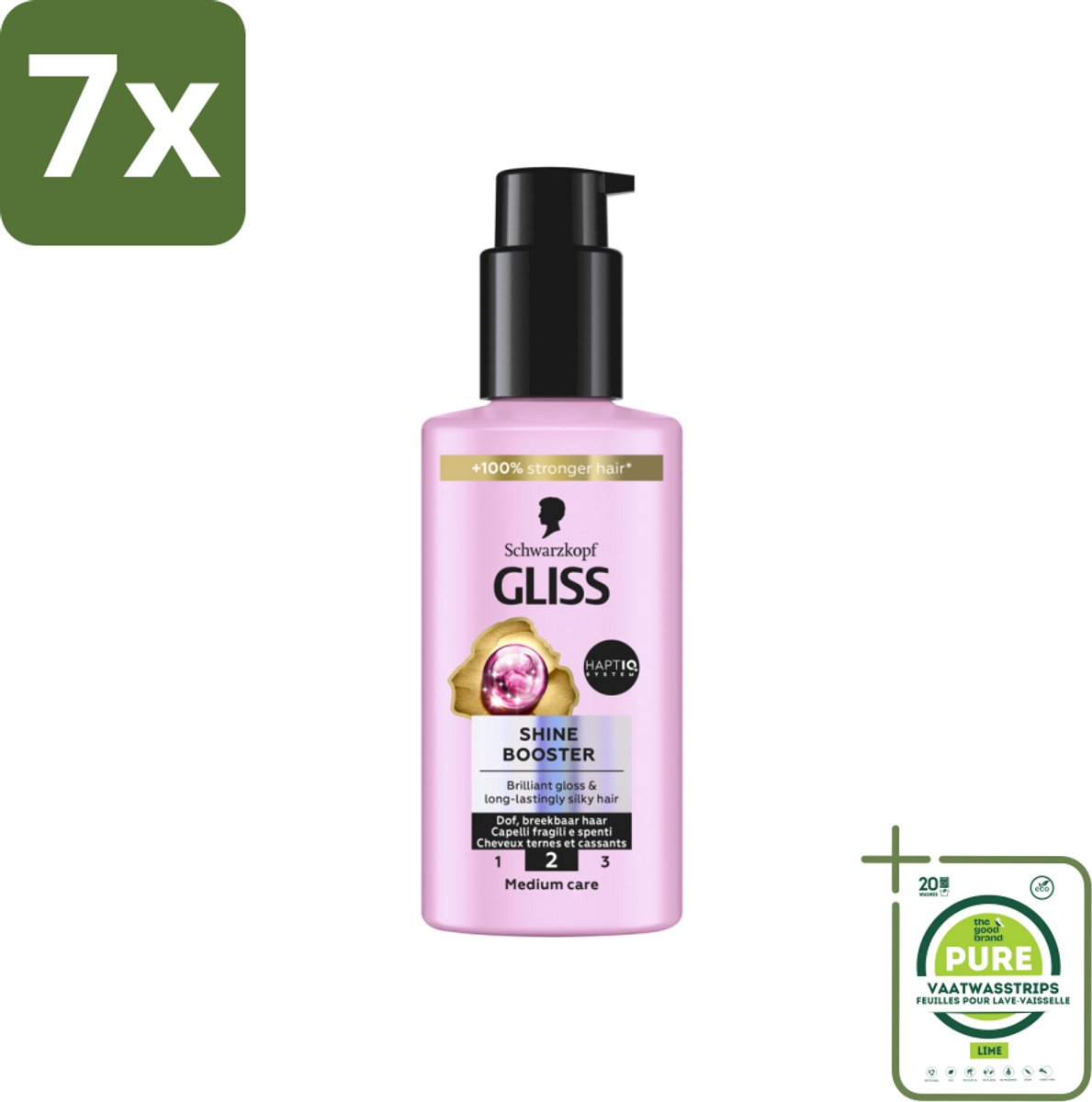 7 x Gliss - Haarserum - Liquid Silk Shine Booster - Fruitige Geur - 100 ml - Grootverpakking - Haar Serum - Glans Serum - Dof Haar - Breekbaar Haar - Haar Herstel