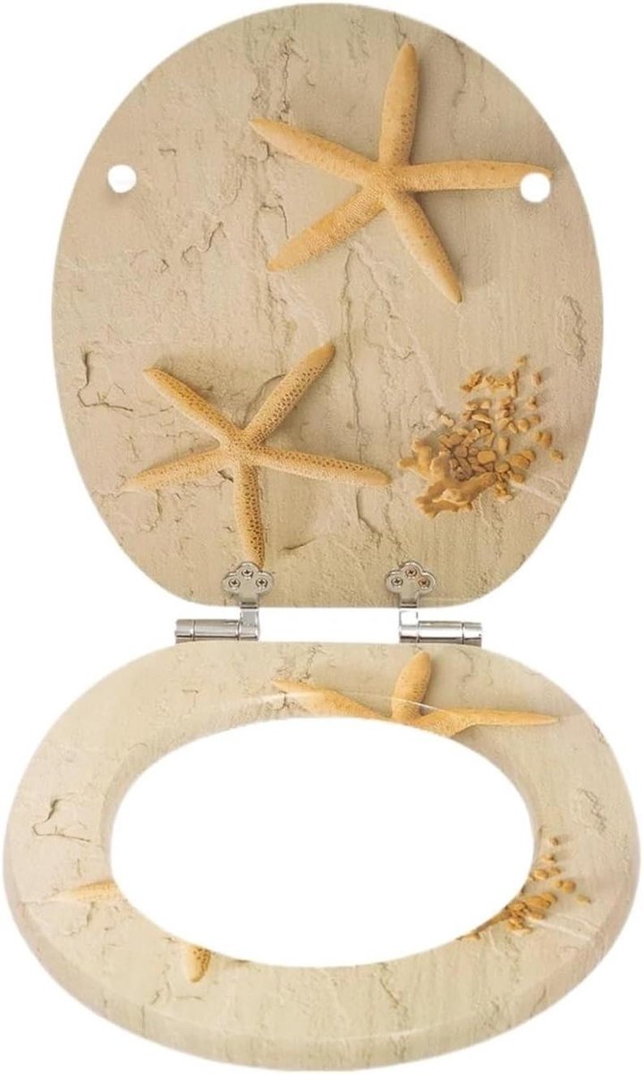 Houten Toiletbril - WC-bril MDF - Badkamer Comfort - Softclose Mechanisme - 435 x 378 x 5 cm - Kleurrijke Motieven