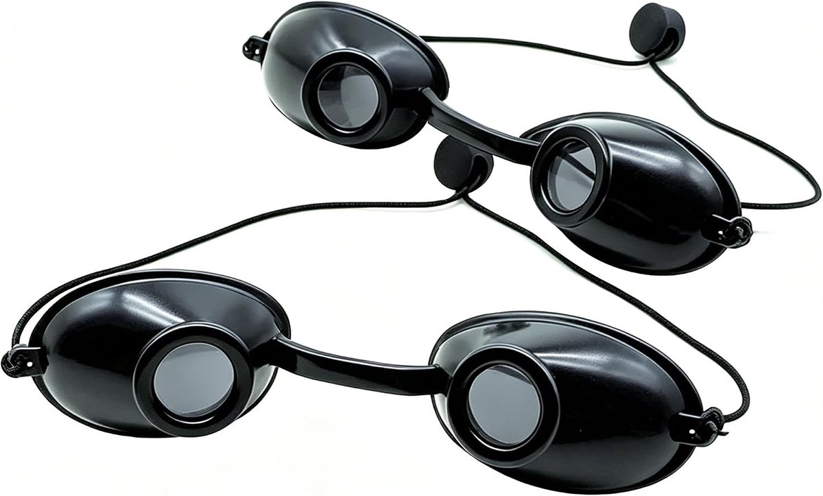 Zwarte zonnebankbril set van 2 met elastische band - Lichtgewicht en comfortabel voor zonnebank, lichttherapie en dagelijks gebruik binnenshuis