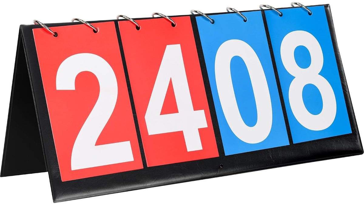 1 stuk - Draagbaar scorebord met 4 posities - eenvoudig scorebord - geschikt voor spellen zoals beanbagwerpen, basketbal, rugby, tennis, voetbal, tafeltennis, enz. - dubbelzijdig display - geschikt voor zowel binnen- als buitensporten - 36*16 cm