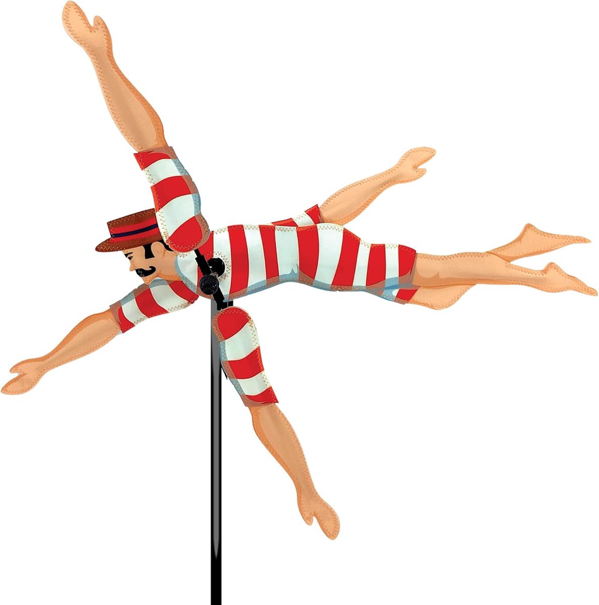 SnelShoppen - Whirligig Spinner 20 Inch Victorian Tuinspeelgoed - Rood/Wit - Inclusief Polhouder en Grondpennen - Voor Feesten, Campings en Kinderen -