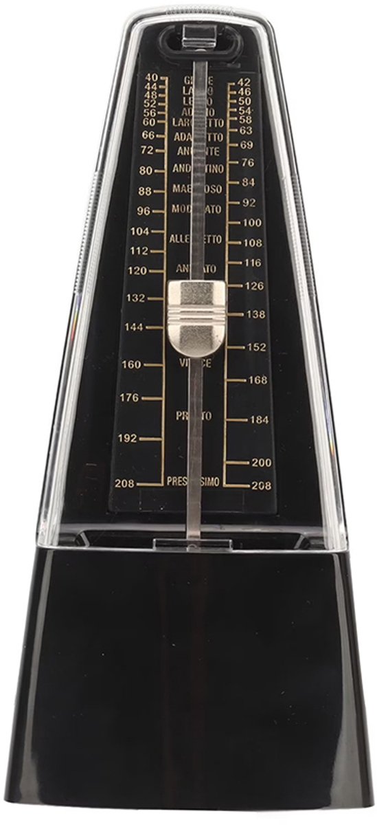 Klassieke mechanische metronoom - Metronoom voor drumstellen - Elektronische metronoom - Mechanische metronoom met instelbare snelheid voor muziekinstrumenten - ABS + kunststof stalen mechanisme - Universeel voor muziekinstrumenten - Zwart