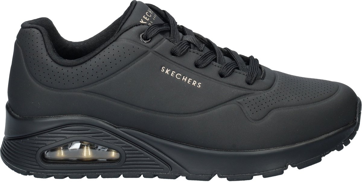 Skechers Uno Wide dames sneaker - Zwart zwart - Maat 39
