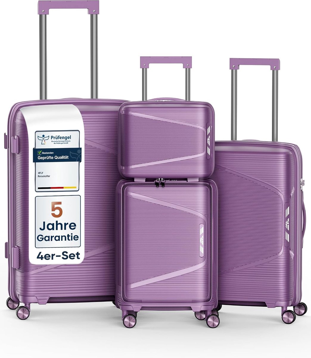 SnelShoppen - Lichtgewicht Harde Reis Kofferset met TSA Slot, Dubbele Wielen, Aluminium Telescopische Handgreep, Toilettas, Handbagage & Incheckbagage