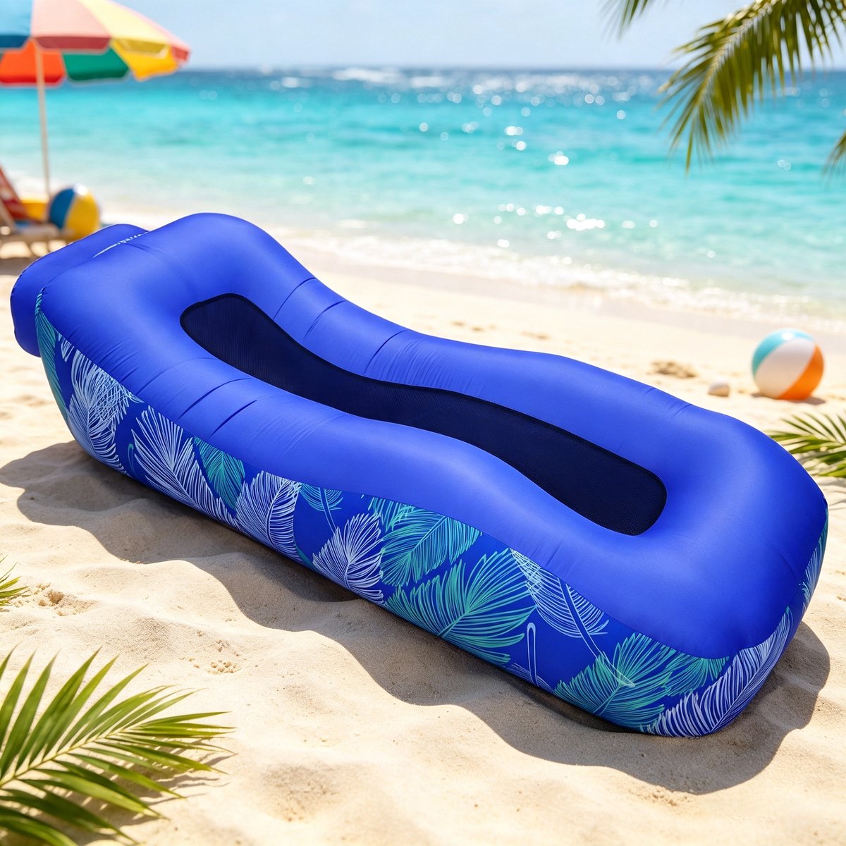 Ultralichte opblaasbare strandstoel ligstoel Draagbaar Geschikt voor kamperen wandelen tuinieren en festivals Amfibisch Opblaasbaar zonder pomp Afmetingen 190*70*45 cm