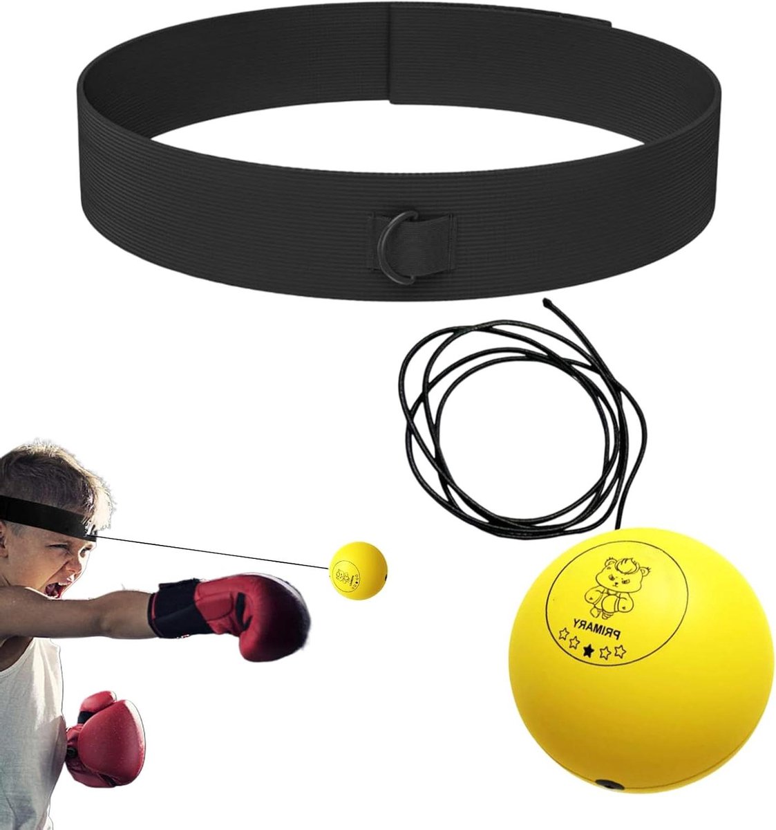 Boks Reflexbal Set - Oefenbal Boksen - Hand-Oog Coördinatie Trainen - PU Schuim Materiaal - 7cm 8cm 9cm Bal - Geel