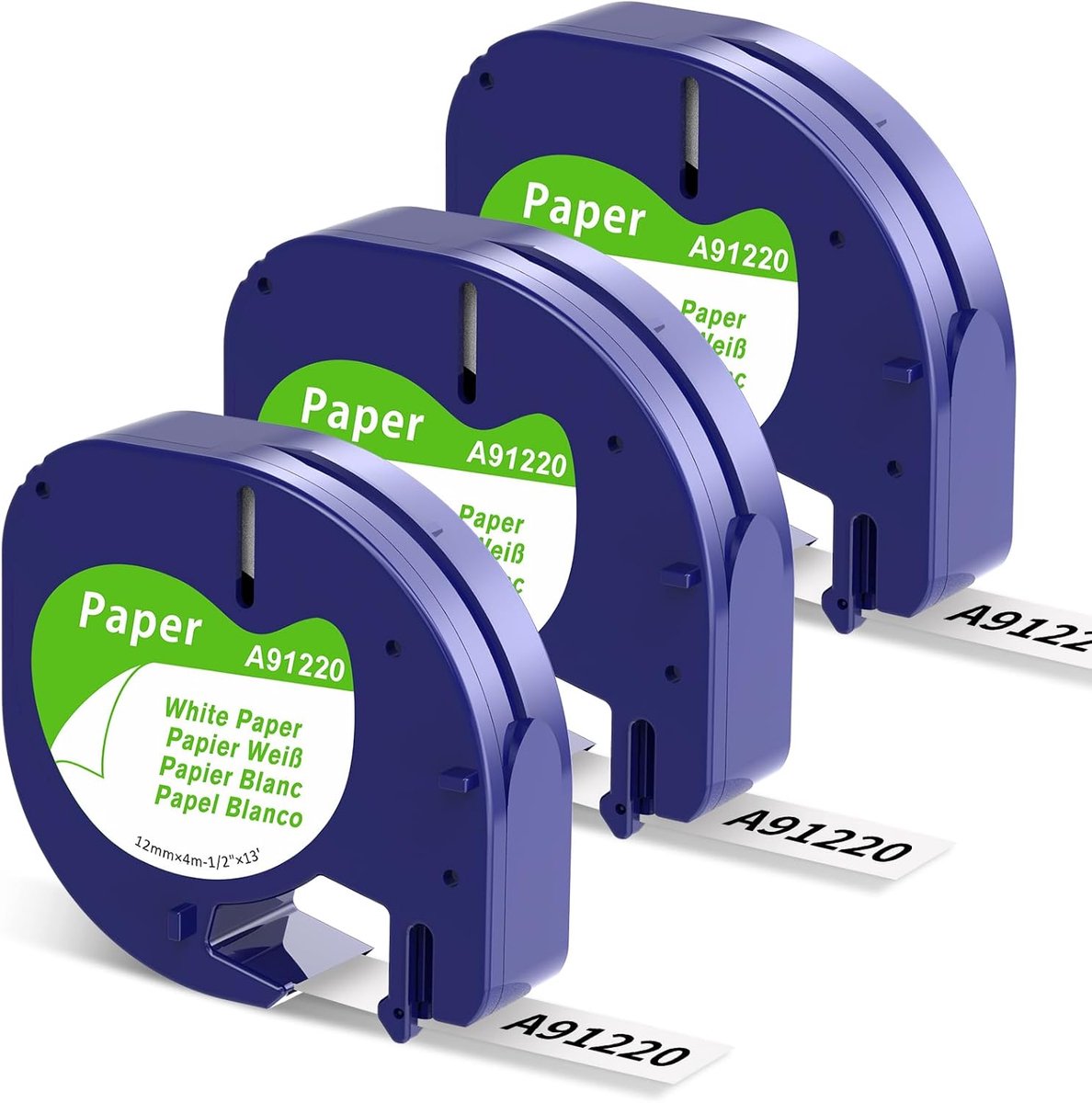 SnelShoppen - Label Tape 12mm x 4m Compatibel met Dymo Letratag - Papier Wit - Voor Organisatie, Labelen, Kantoor, Thuisgebruik