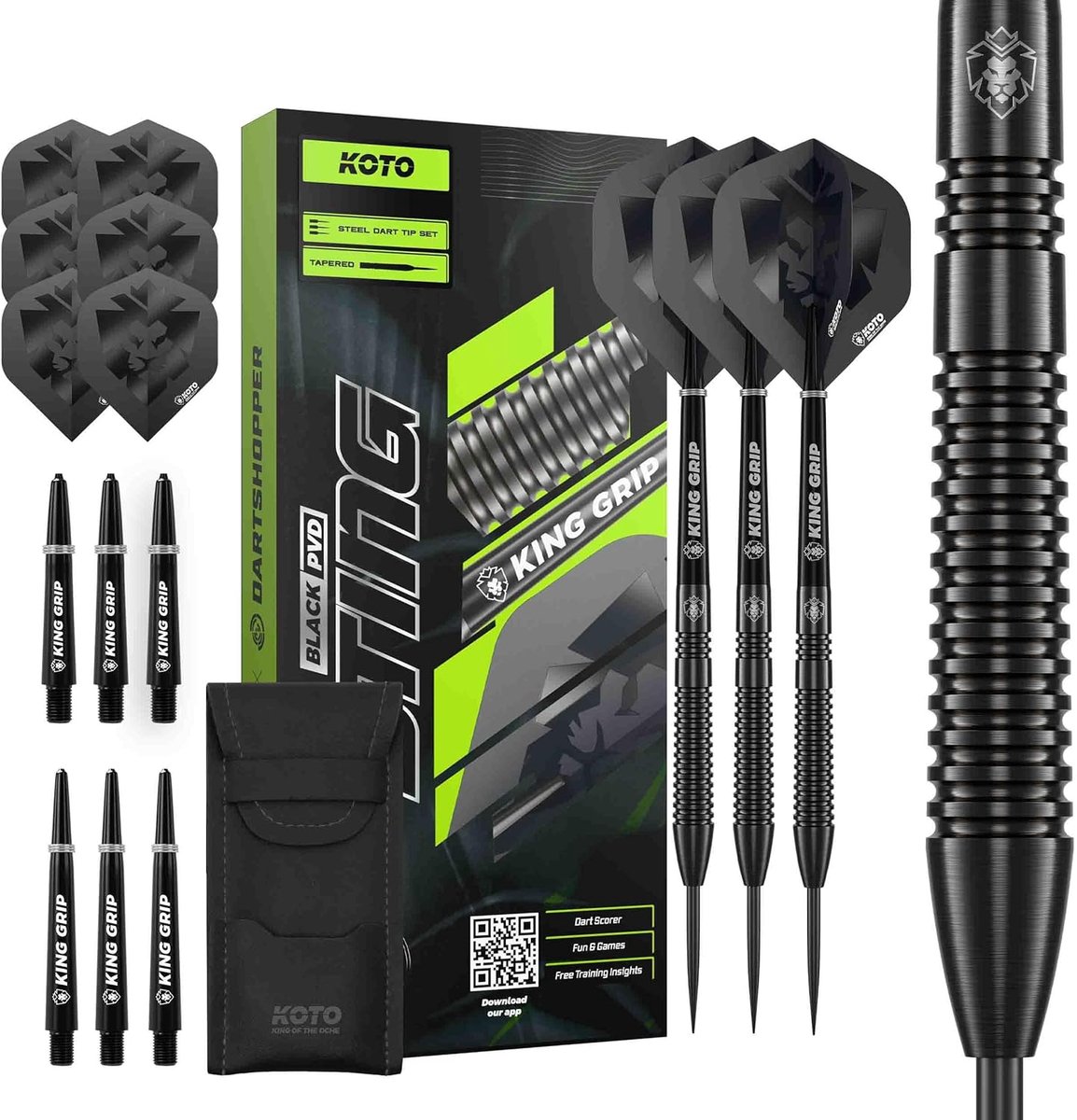 SnelShoppen - Professionele Dartpijlen Set - 3 Steeltip Dartpijlen 30g - 90% Tungsten - Zwart - Inclusief Extra Flights en Shafts - Perfect voor Begin