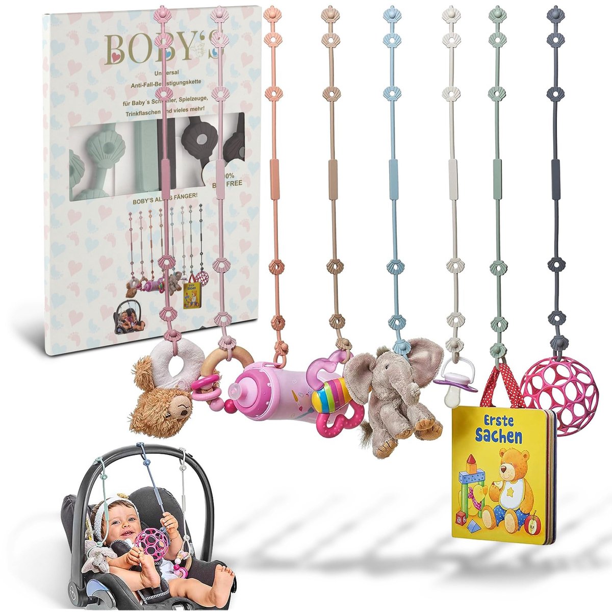 SnelShoppen - Bekervanger, Veiligheidsgordels, Speelgoed, Fopspeenketting, Drinkbeker, Bijtring, Houder, Riem voor Kinderwagens, Babydrager, Kindersto