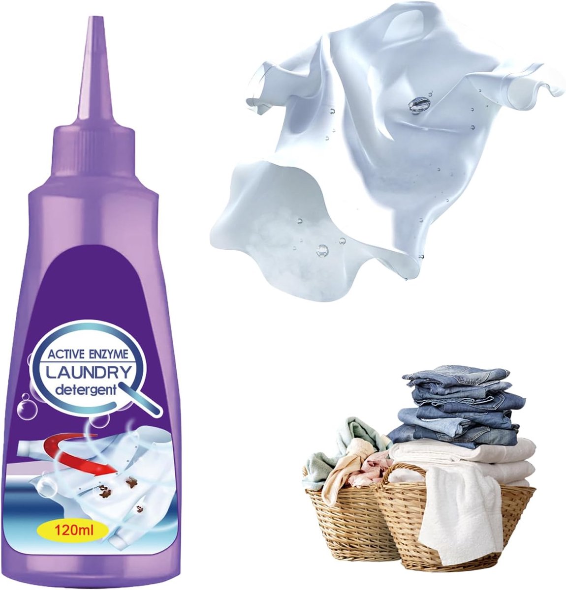 SnelShoppen - Actieve Enzymatische Vlekkenverwijderaar voor Kleding, Professioneel Stain Remover voor Wit, Donker en Gekleurd Textiel, 500ml, Geschikt
