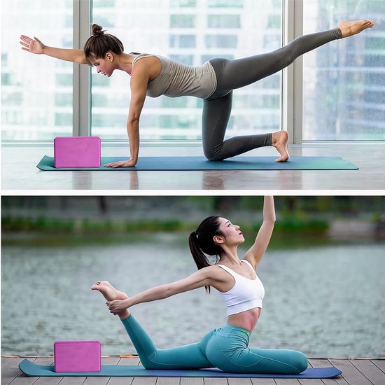 Yogablokken Set - Yoga Blocks - 2 Stuks - Ronde Hoeken - EVA - 23x15x8 cm - Thuis Yoga Oefeningen - Duurzaam & Antislip - Yoga en Pilates - Voor Hoofd, Rug en Heupen - Roze — afbeelding 3
