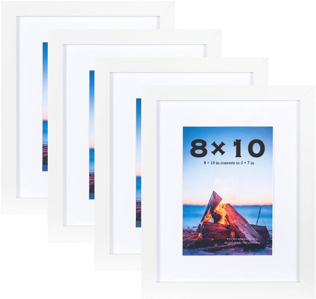 Fotolijsten set van 4 - 10x8 inch - houten lijst in klassiek wit - voor wand- en tafelmontage - SnelShoppen