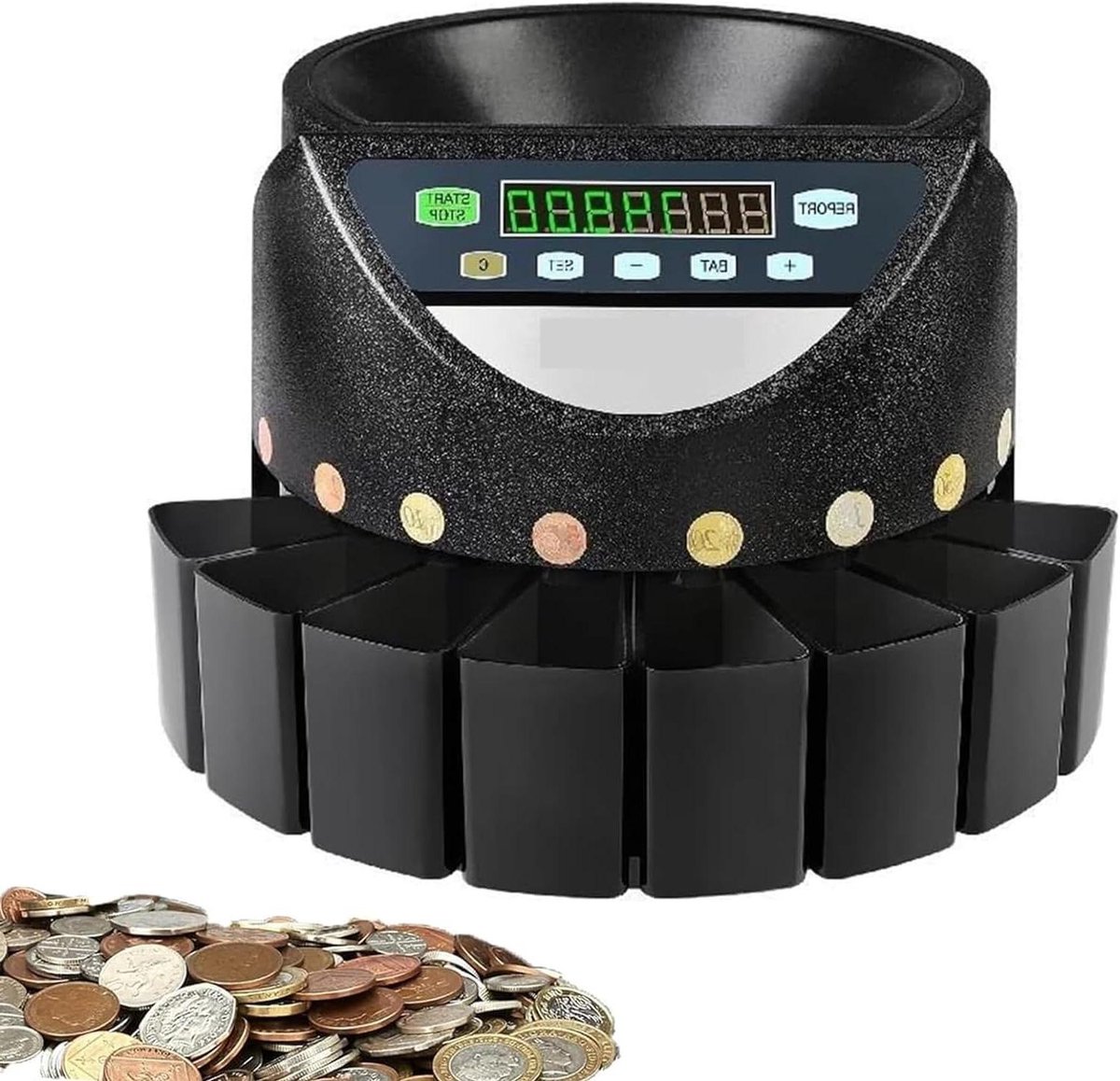 Elektronische Muntenteller - Munt Sorteerder - Geld Verwerken - Digitaal LED Display - 345x306x260MM - Wit