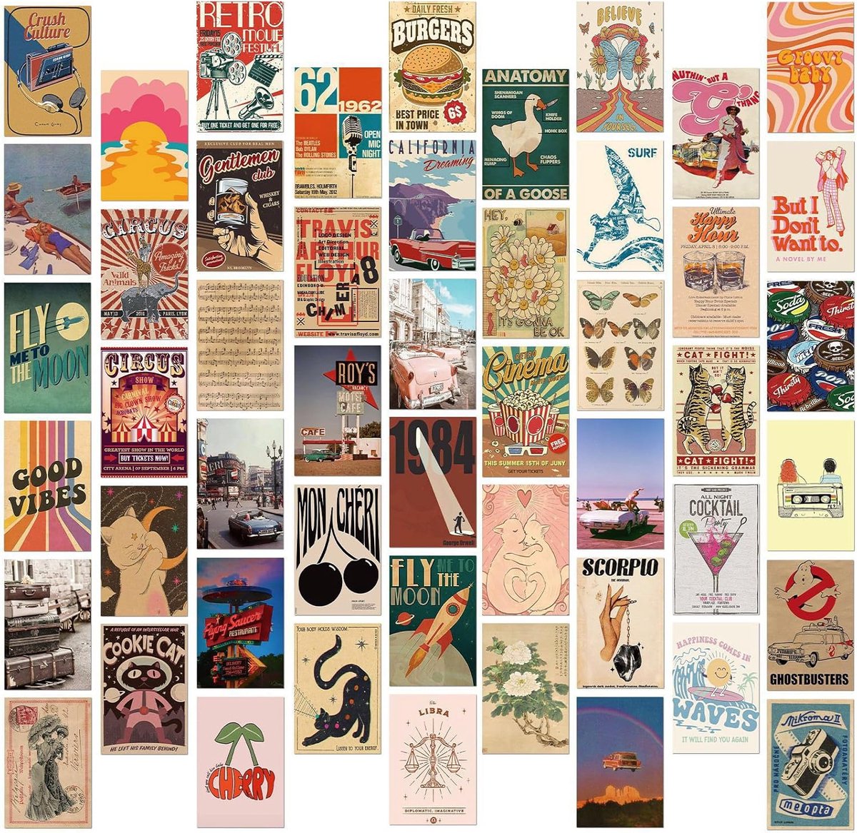 Postkaarten set 50 stuks - Vintage retro ontwerpen - 10x15 cm - Perfect voor DIY en thuisdecoratie - ShopVlot