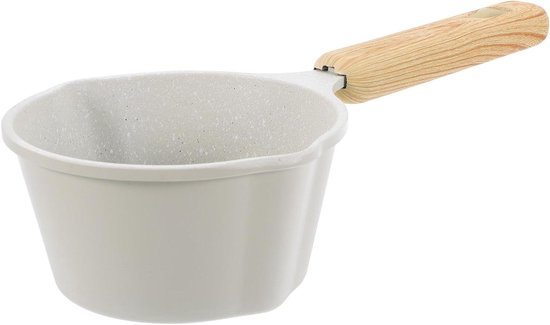 Kleine Sauspan - Steelpan met tuit - Sauzen Maken - Antiaanbaklaag - 23.50X11.00X5.50CM - Wit