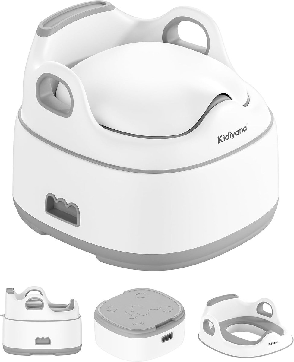 SnelShoppen - 3-in-1 Kinderpotje Olifant, Toiletopzetstuk en Opstapkruk, Antislip, Ergonomisch, Spatbescherming, Makkelijk te Reinigen, Voor Baby's en