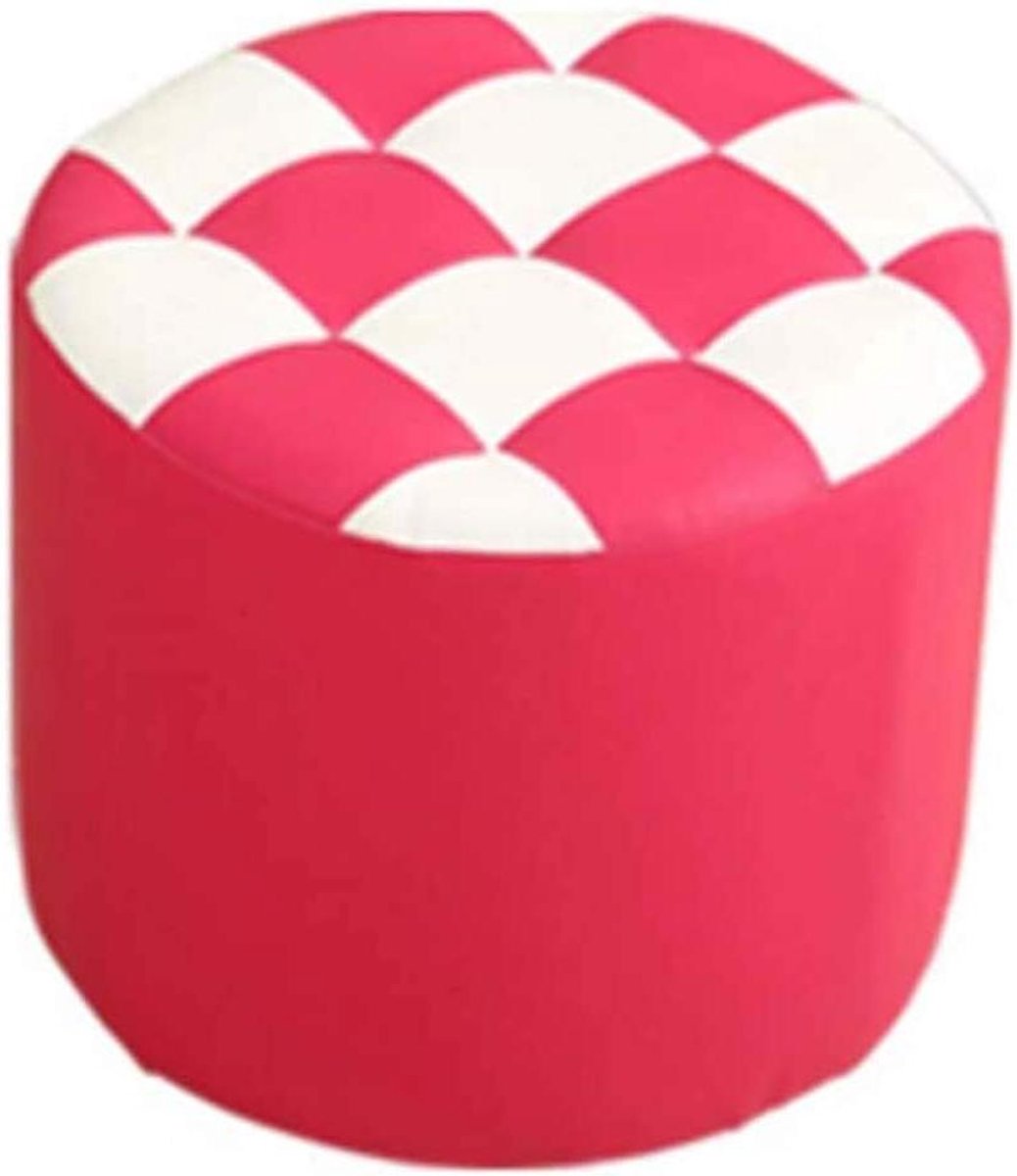 Ronde Voetenbank - Poef Zitje - Voeten Rusten - Stabiel Ontwerp - 31x28cm - Roze Rood