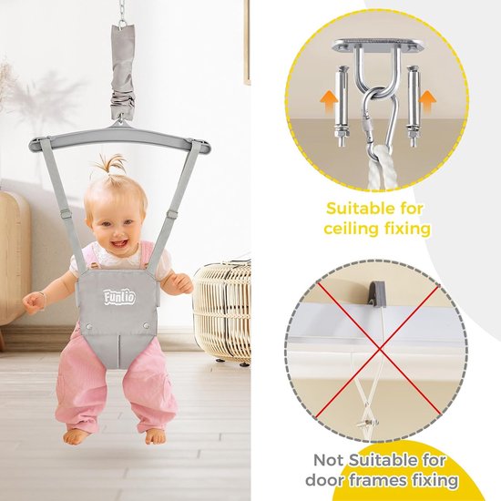 Deur Jumper Baby - Verstelbare Babyschommel - Met Plafondhaak - Binnen en Buiten - 6-24 Maanden — afbeelding 3