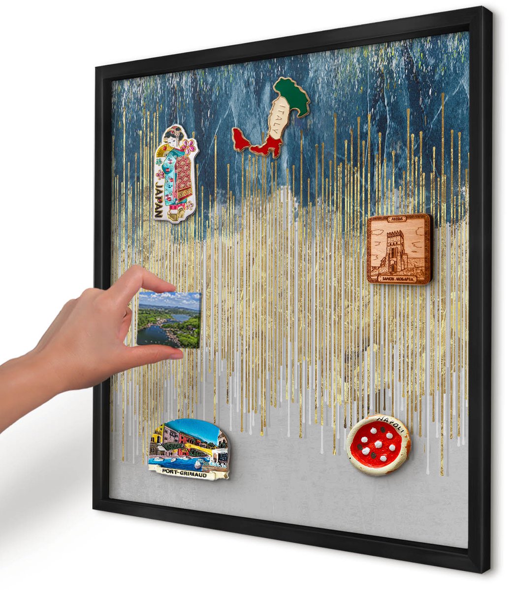 Artprintcave Marine Magneetbord mit Zwart Frame - 50x50 cm - Abstracte Bos Magnetisch Bord - Abstract Magneetbord Voor Foto's - Abstractie