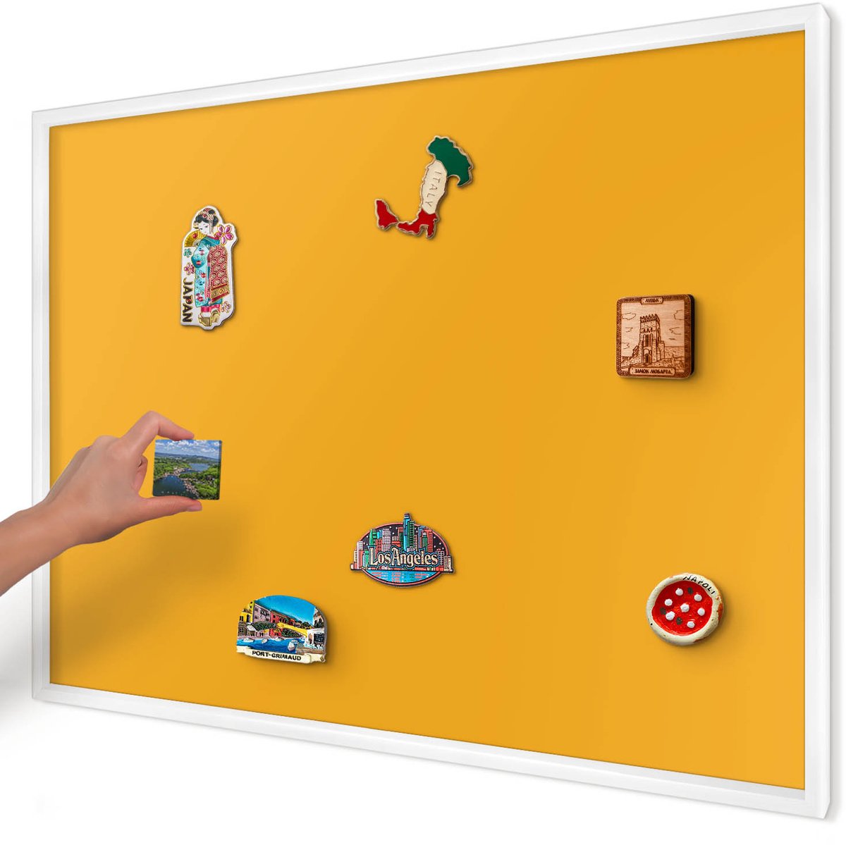 Artprintcave Oranje Magneetbord mit Witte Lijst - 100x70 cm - Levendig Oranje Notitiebord - Minimalist Memobord Keuken - Achtergronden En Patronen