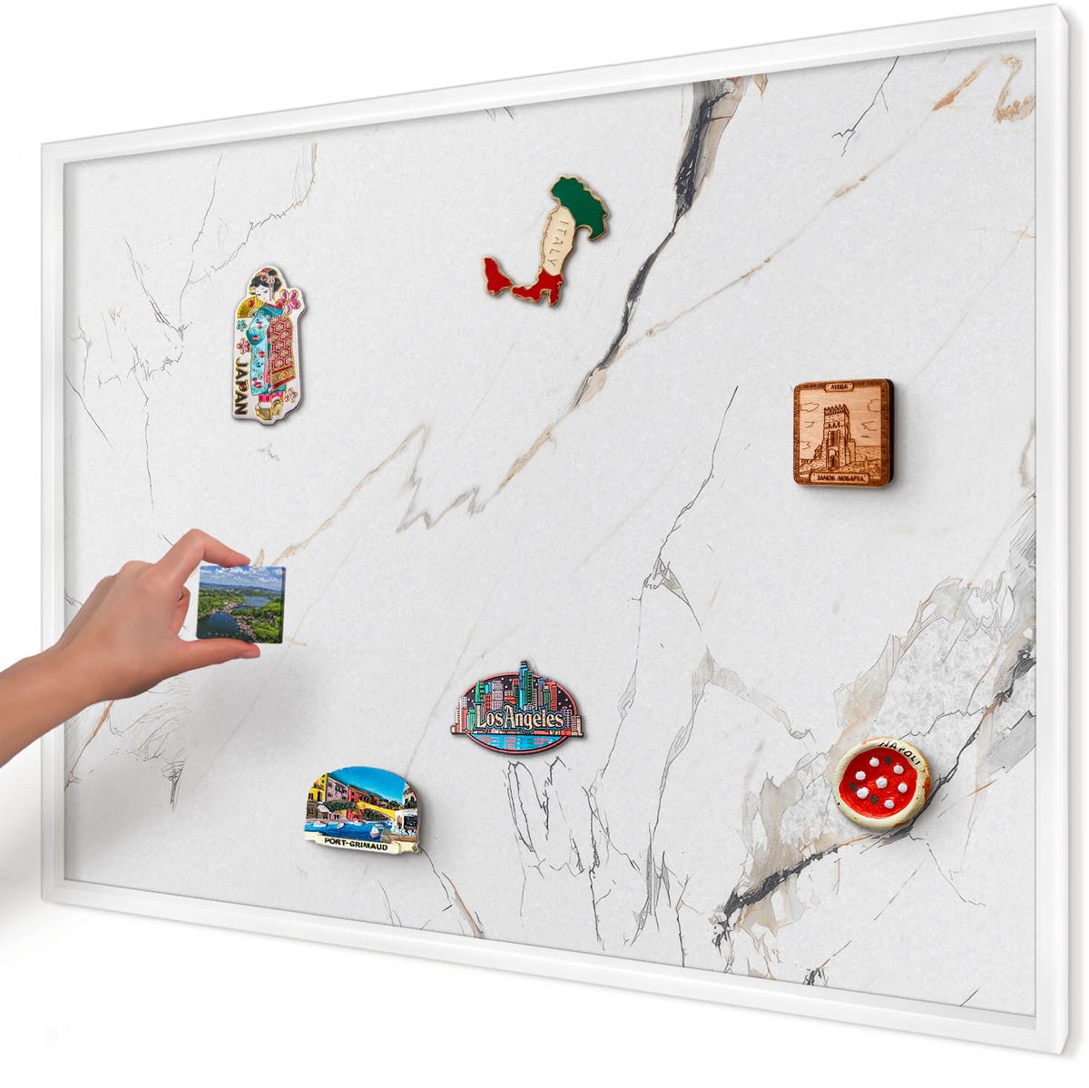 Artprintcave Wit Magneetbord mit Witte Lijst - 100x70 cm - Moderne Elegantie Notitiebord - Modern Wandbord Magnetisch - Texturen