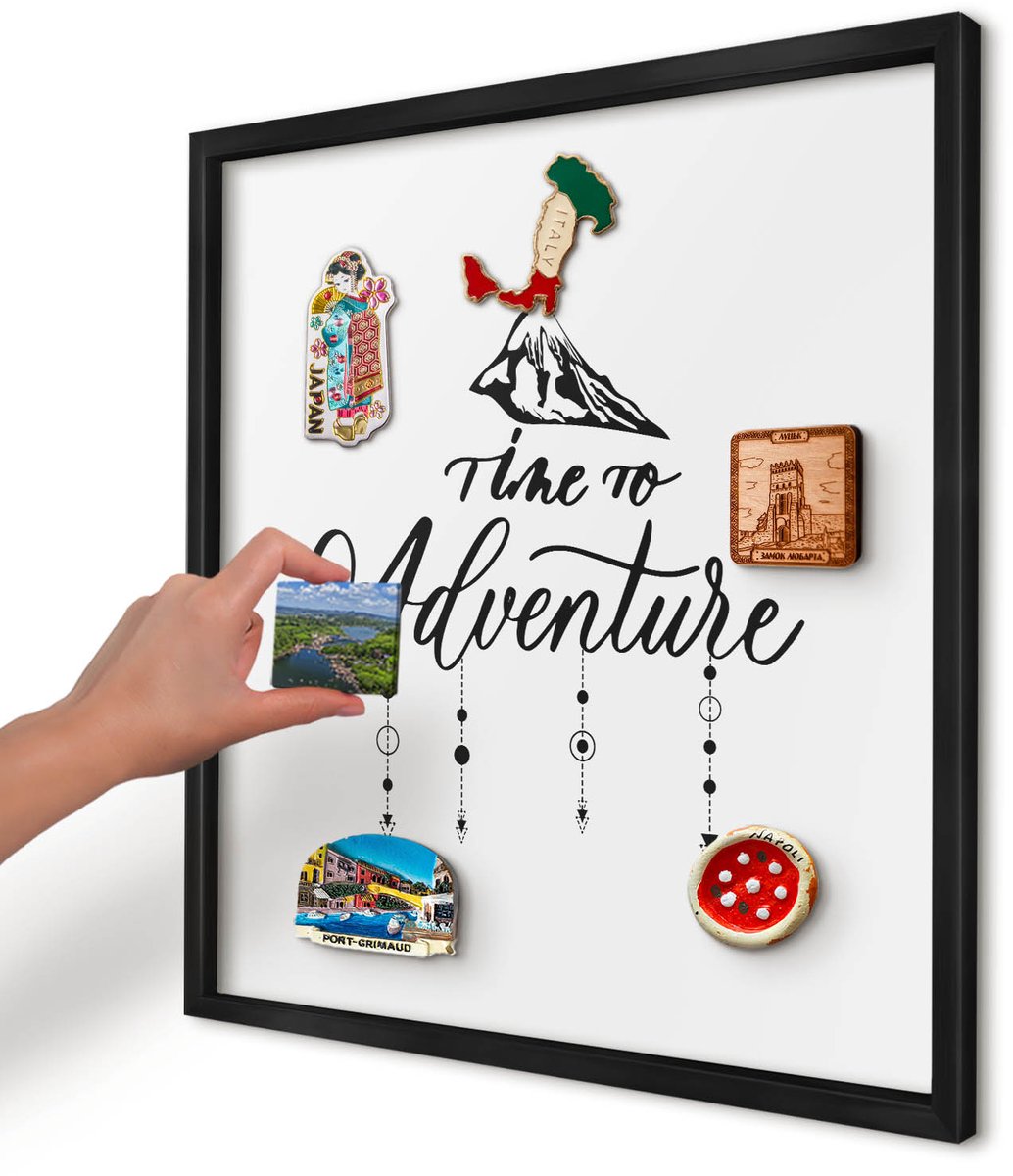 Artprintcave Wit Magneetbord mit Zwart Frame - 50x50 cm - Bergavontuur Notitiebord - Modern Memobord Keuken - Teksten