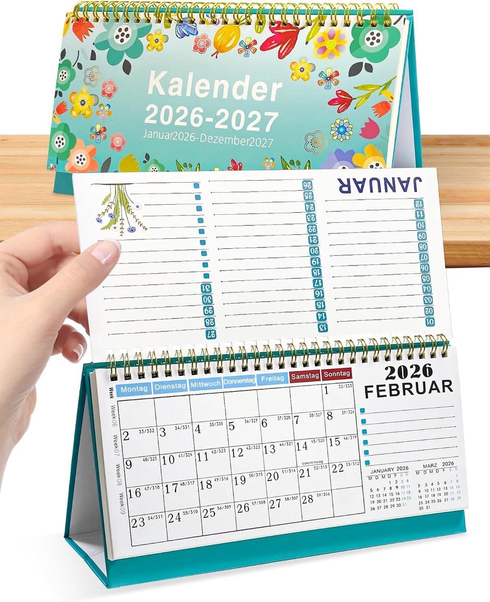 SnelShoppen - MAJOYLIFE Week Tafelkalender 2026 Landschap met Stand "Rainbow" - 1 Week 2 Pagina's, Bureau Kalender met Spreuken, Duurzaam en Klimaatvr