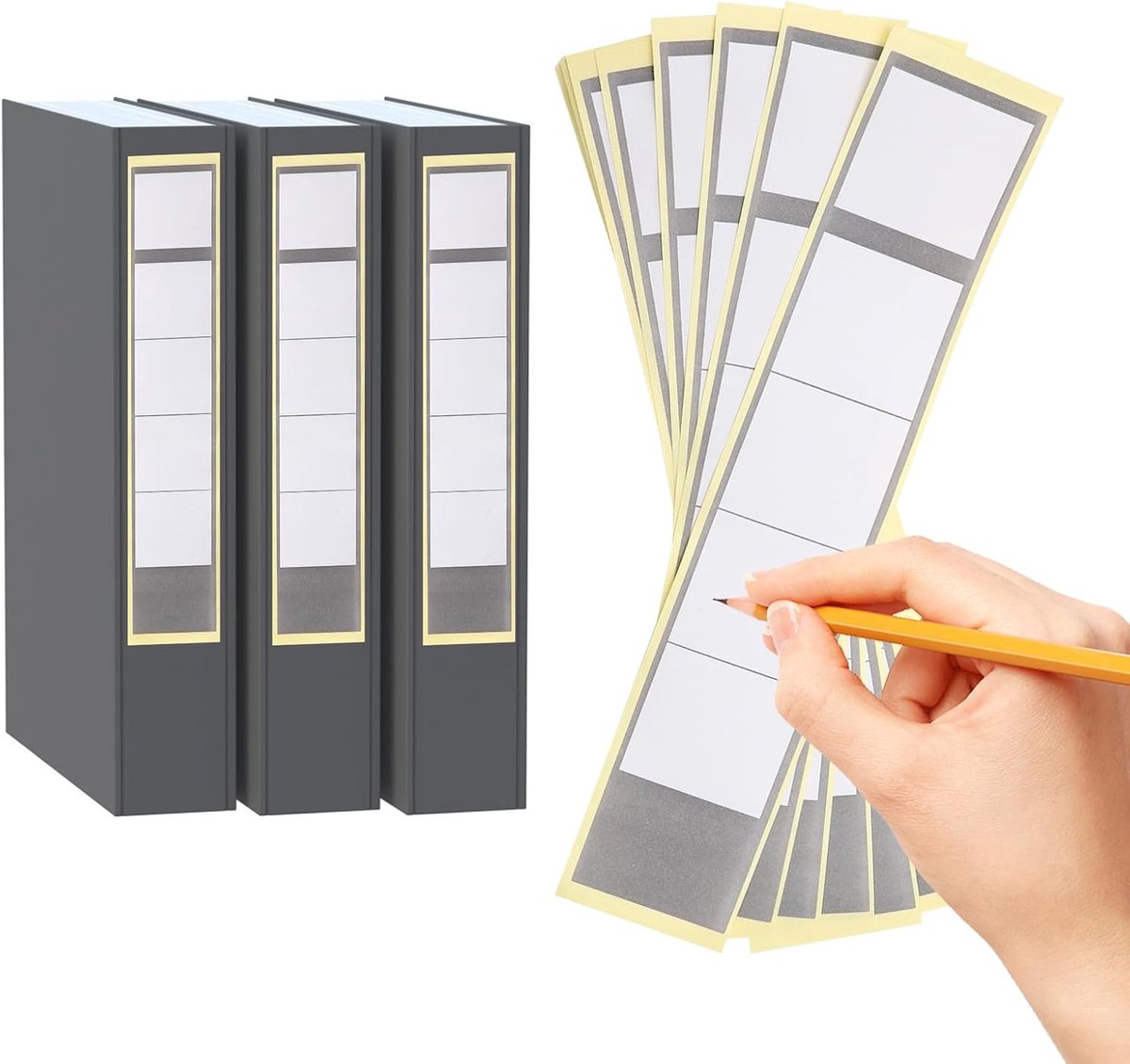 SnelShoppen - Pack van 100 Zelfklevende Rugetiketten 3.5 x 19 cm Voor Mappen en Bestanden, Hoogwaardige Papieren Labels voor Orde in Kantoor en Werkru