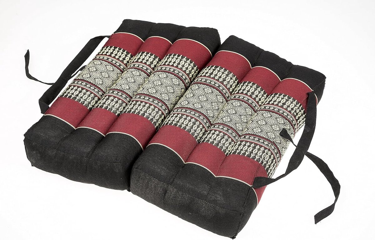 SnelShoppen - Vouwbare Zitkussen 40 x 40 cm, Meditatiekussen, Stadionkussen, Thaise Kussen voor Ontspanning, Yoga, Meditatie, Zwart en Rood