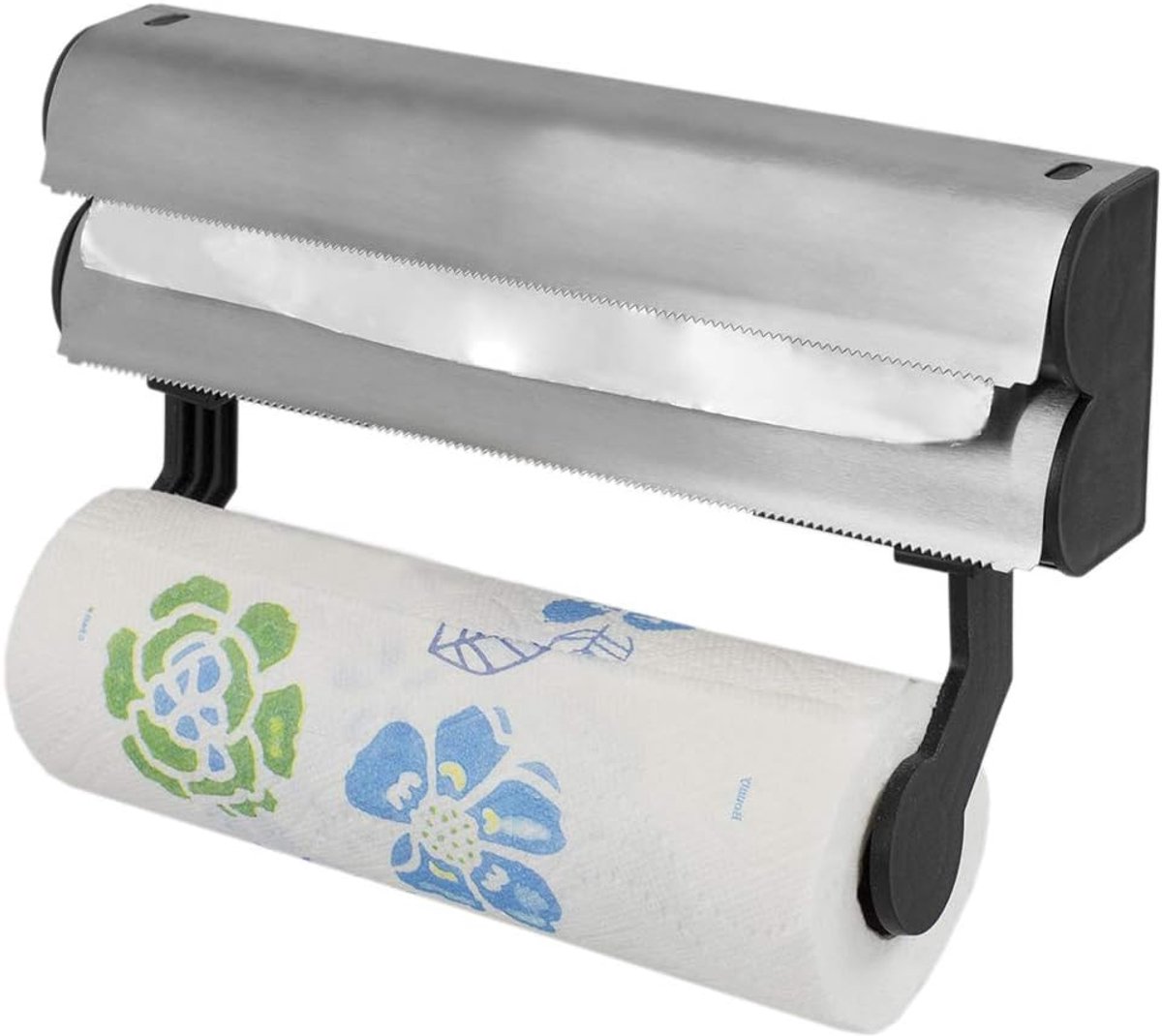 SnelShoppen - RVS Keukenrolhouder met Ingebouwde Foliedispenser - Wandmontage - Handig voor Aluminiumfolie en Plasticfolie - Ruimtebesparend - Keukena