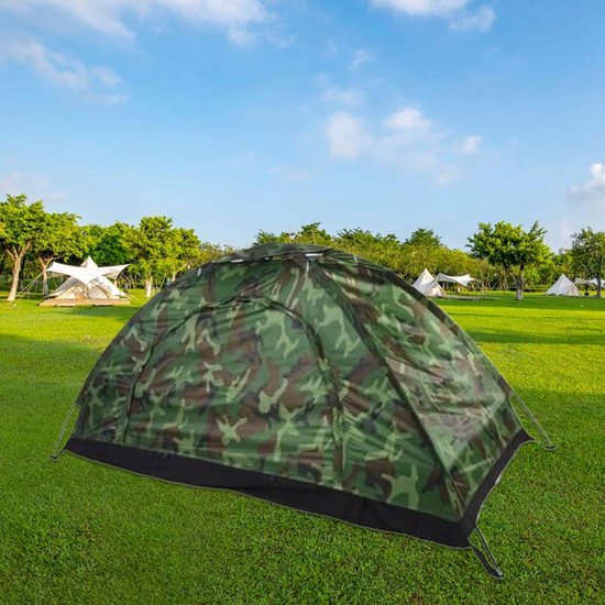 Tent voor 1 persoon - Backpacken wandel Bivak - Outdoor avontuur - Waterdicht zonbestendig - 200x100x100 cm - Camouflage — afbeelding 5