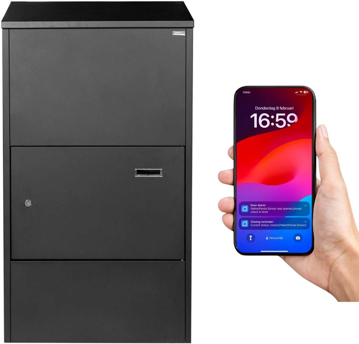 SnelShoppen - Smart PakketPanda® Maxi XXXL Pakketbrievenbus met App, Extra Grote Pakketbox, Ontvang Meldingen bij Leveringen, Slimme Digitale Pakketma