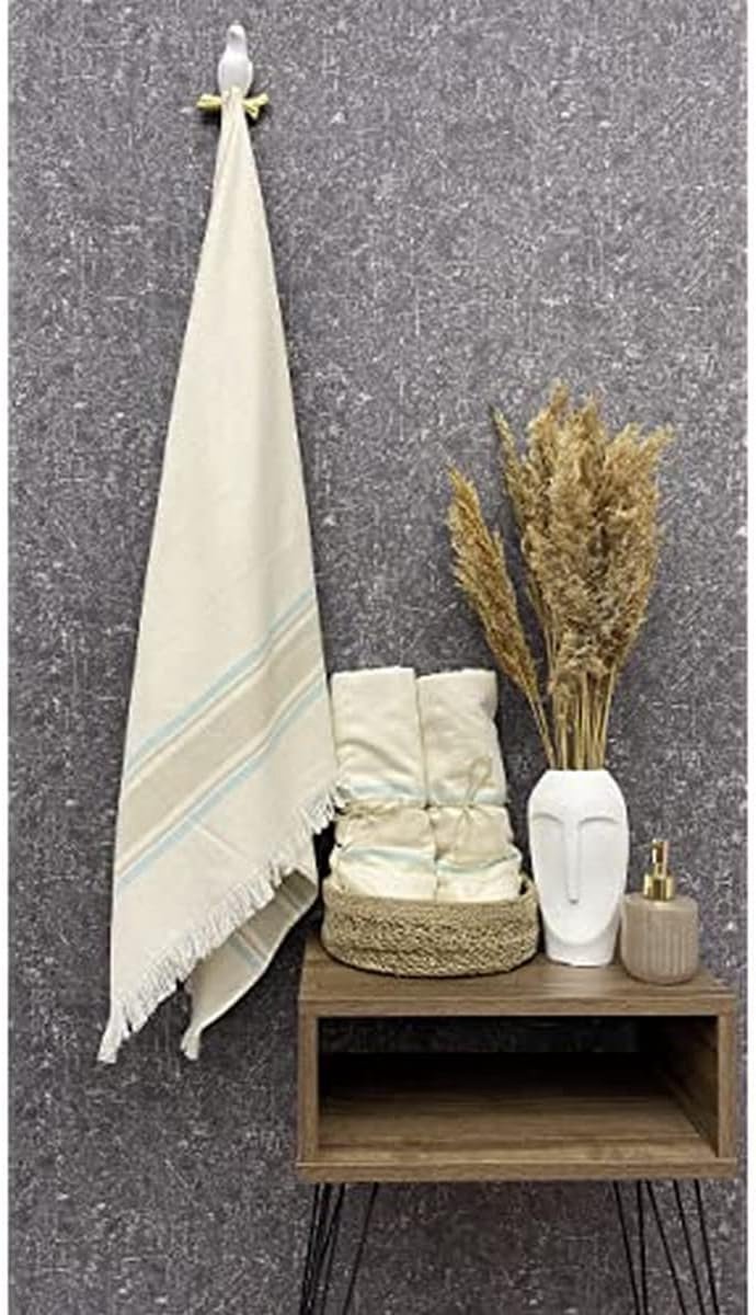 SnelShoppen - Badhanddoek, Strandhanddoek, 16/1 Bamboe, Aprodisia Patroon, Jacquard Stof, Sneldrogend, 330 g/m², 80 x 150 cm, 1 Stuk, Natuurlijke Beig