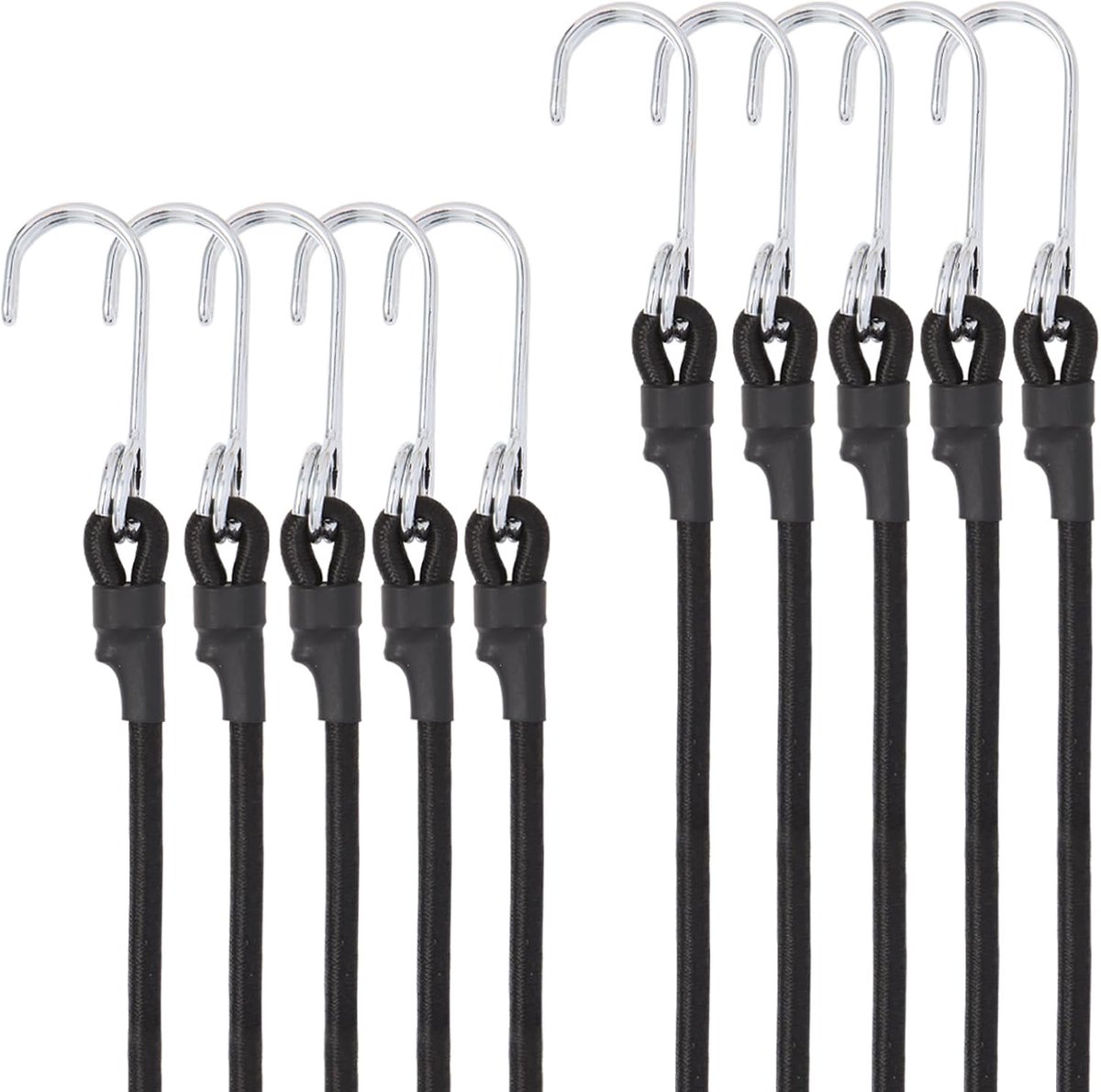 SnelShoppen - Tension Rubber met Haakjes, 10-Stuks Expander met Haakjes, Rubber Tensioners 30 cm, Bagage Tensioner voor Handtruck, Bagagedrager, Fiets