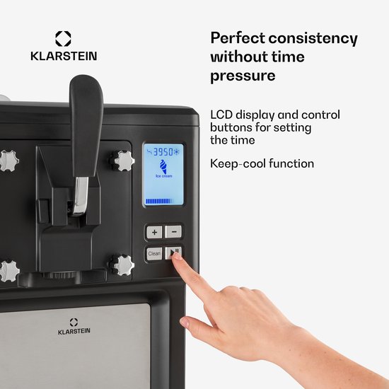Klarstein Sweet Sundae softijsmachine – zelfkoelende compressor, zonder voorvriezen, 1,5 l, koelhoudfunctie, digitale timer, zwart — afbeelding 5