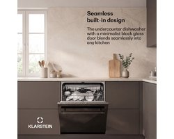 Klarstein Vaatwasser Luxara inbouw – geïntegreerde vaatwasser voor 14 couverts, met 8 programma's, AquaStop protectie, eco wasprogramma en gering waterverbruik,6L - voor Keuken - Snelprogramma - glas - Dishwasher - Afwasmachine