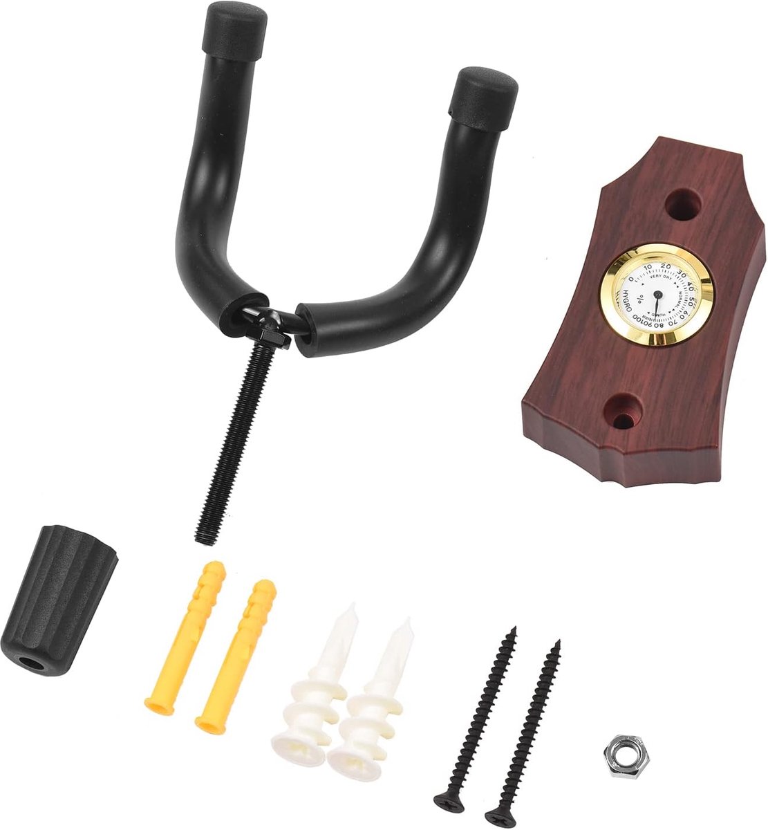 Gitaar Muurbeugel - Instrumenthouder Hanger - Muziek Instrument Tonen - Met Hygrometer - 15 x 10 x 4 cm - Bruin