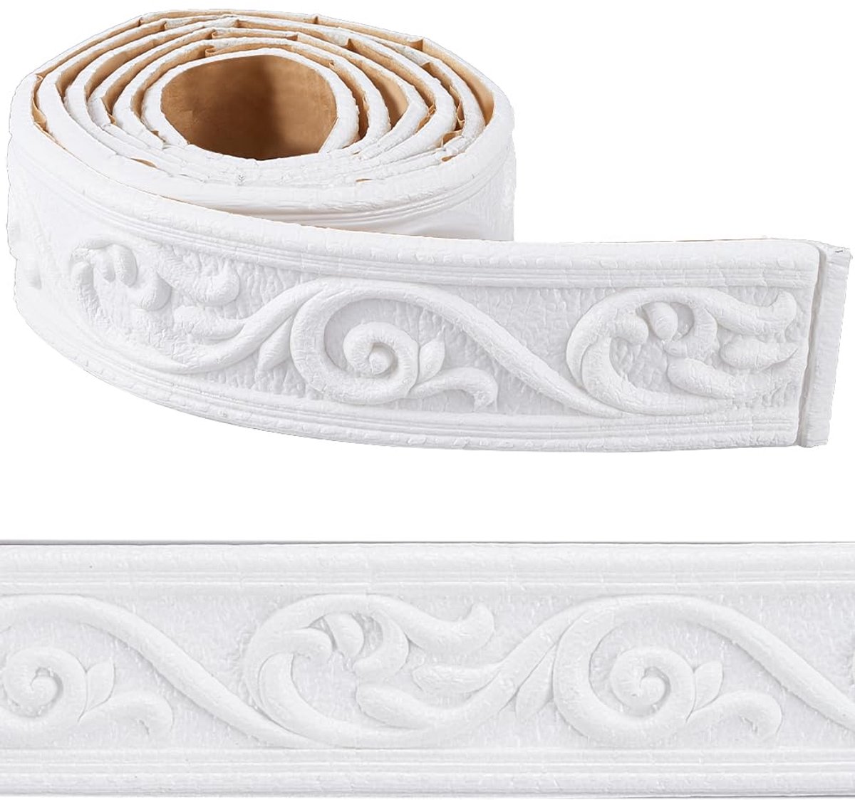 2.25m x 5cm Crown Molding Peel en Stick Zelfklevende Behang Grens Wit