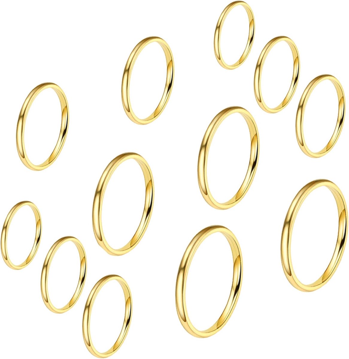 Ringen, stapelbaar, knokkelband, knokkelringen voor dames, 2 mm, midi-ring, zilver/goud