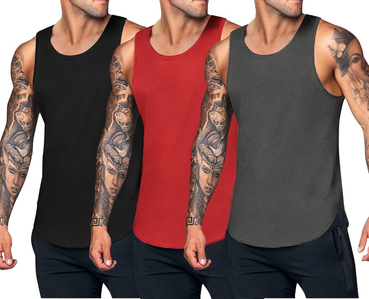 Heren 3-pack Quick Dry Workout Tank Top Gym Muscle T-Shirt Fitness Bodybuilding mouwloos T-shirt