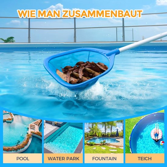 Zwembad Schepnet, Fijn Skimmer Net Zwembadschepnet Set Stabiel met — afbeelding 4