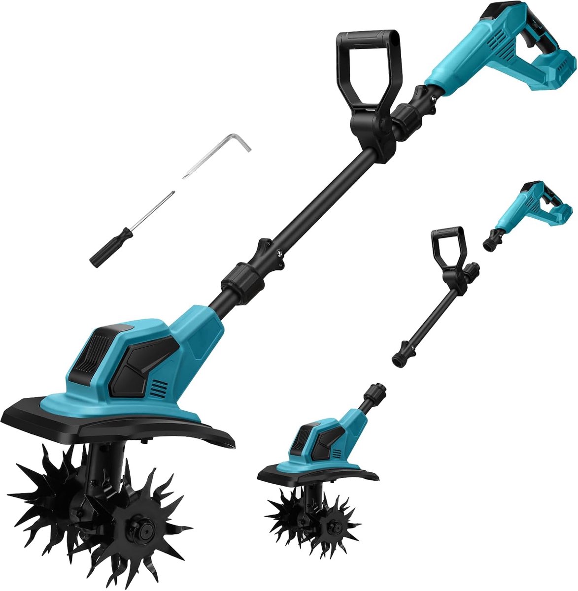 draadloze motorcultivator compatibel met Makita 18 V-accu, 550 W, inklapbaar, werkbreedte 32 cm, werkdiepte 18 cm, borstelloos voor tuin en gazon