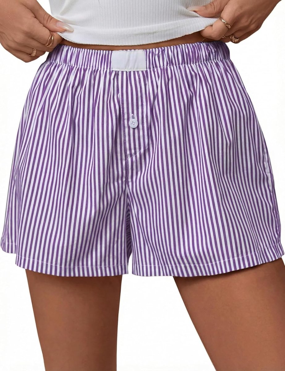 Boxer Shorts Vrouwen Gestreept Katoen Casual Slaap Lounge Korte Voor